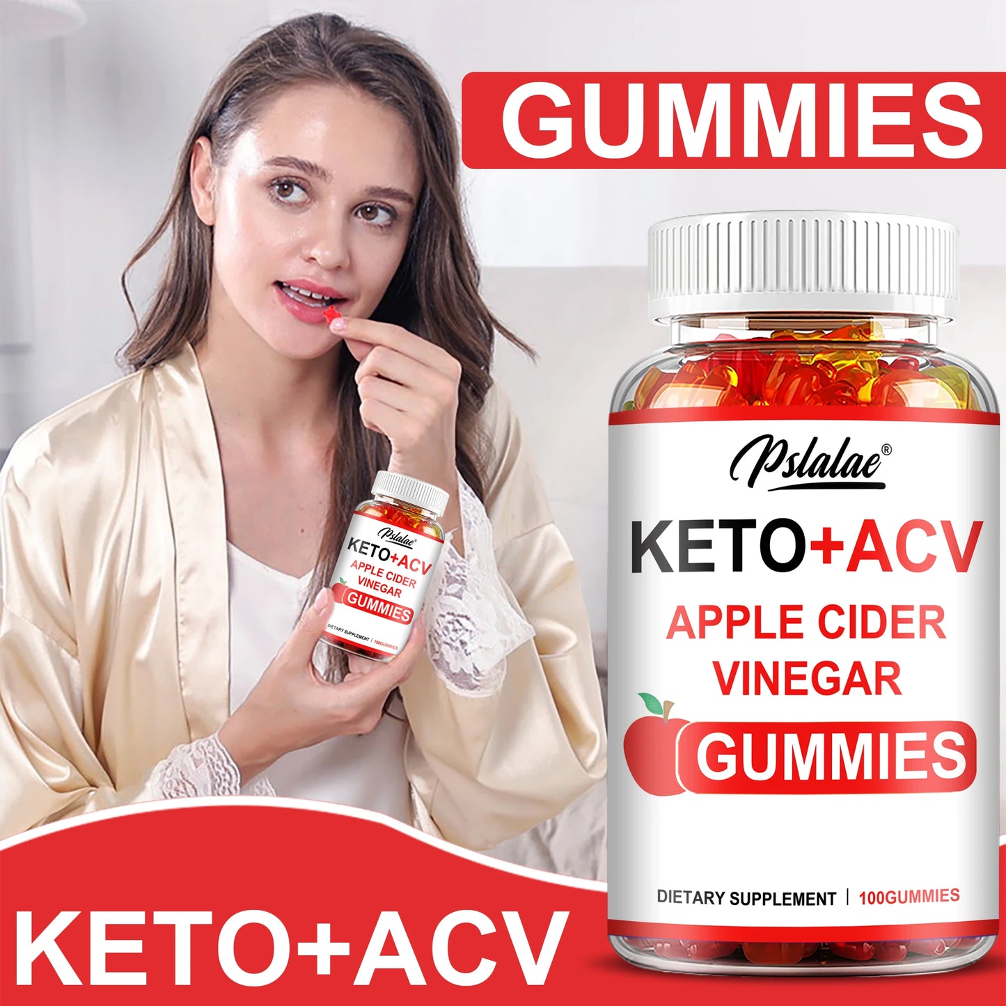 Keto + Acv Gummies - Natural Weight Loss, Heart Support, Hair, Skin, Nails, Weight Management Supplement - 100 Gummies