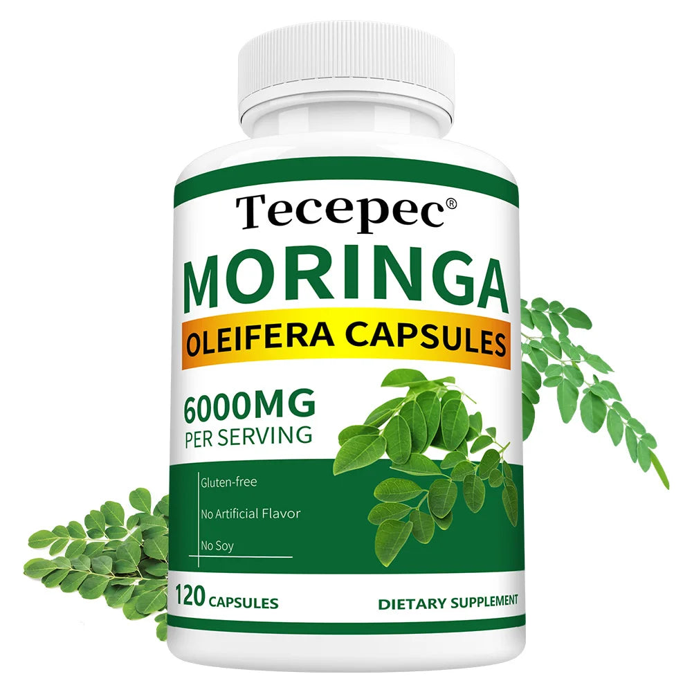 Natural Moringa Capsules, Rich in Vitamins, Minerals and Antioxidants, Support Heart and Brain Health, Balance Energy Levels