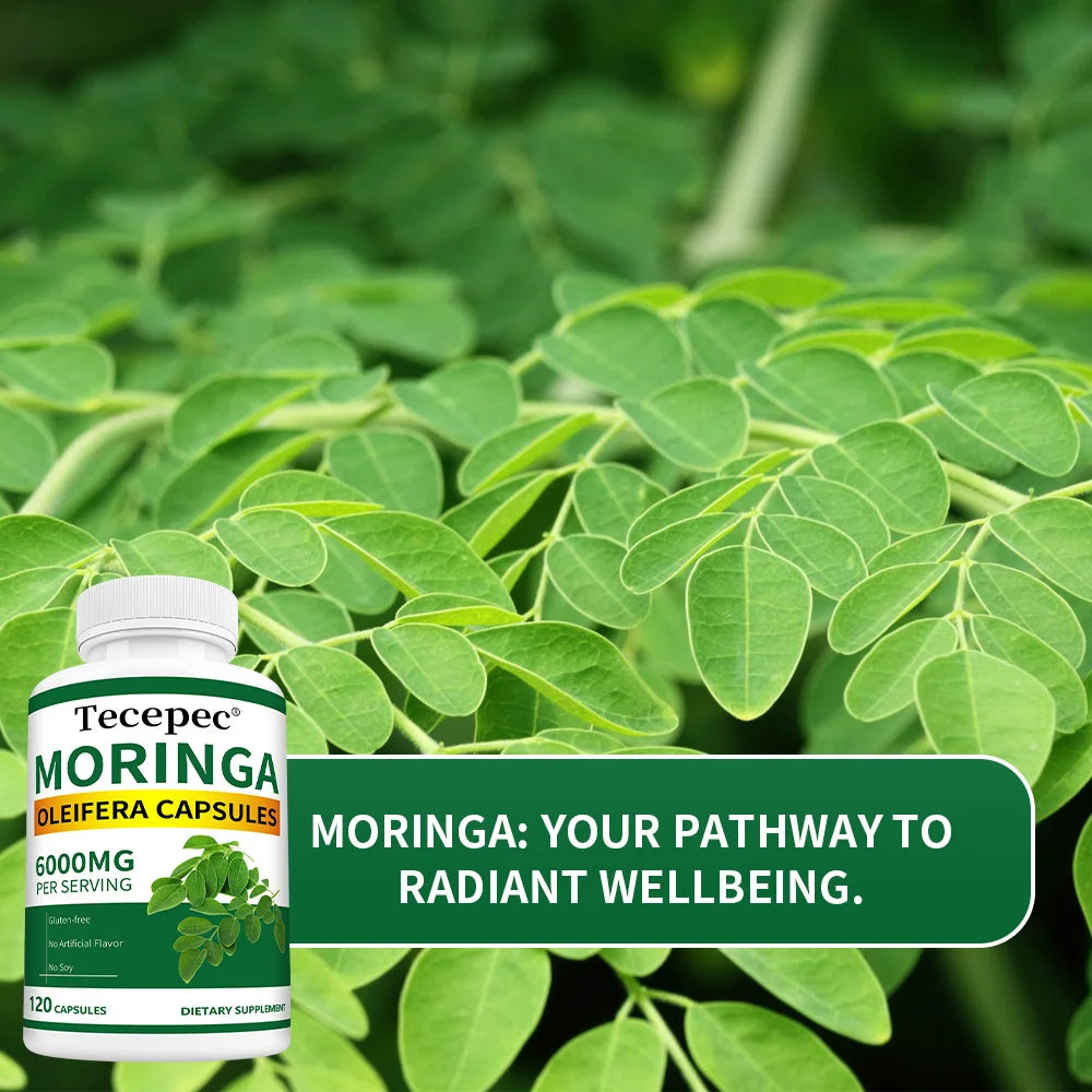 Natural Moringa Capsules, Rich in Vitamins, Minerals and Antioxidants, Support Heart and Brain Health, Balance Energy Levels